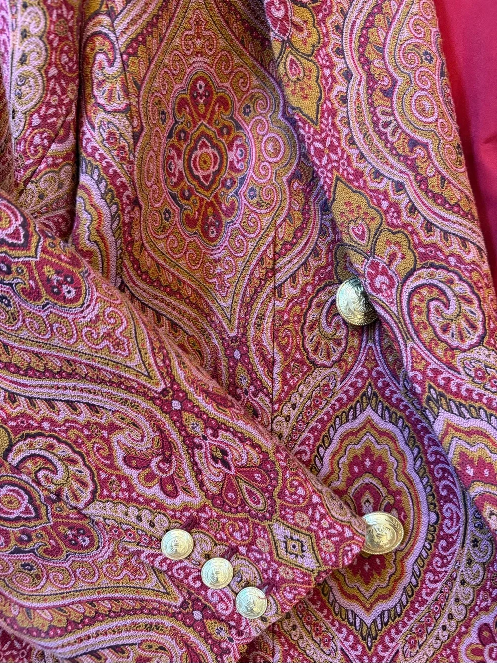 L'AGENCE Coral Paisley Double-Breasted Cropped Blazer